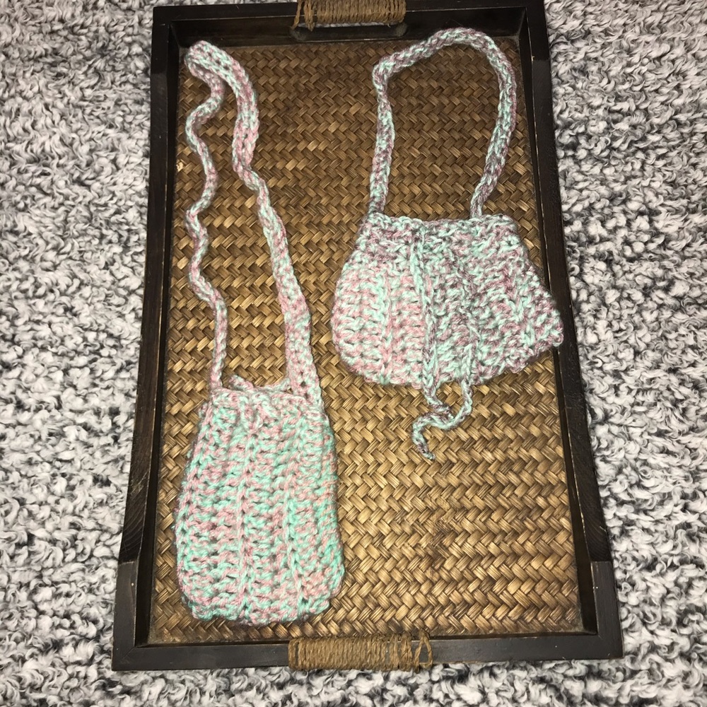 Pair of Crochet Satchel Shoulder Bags